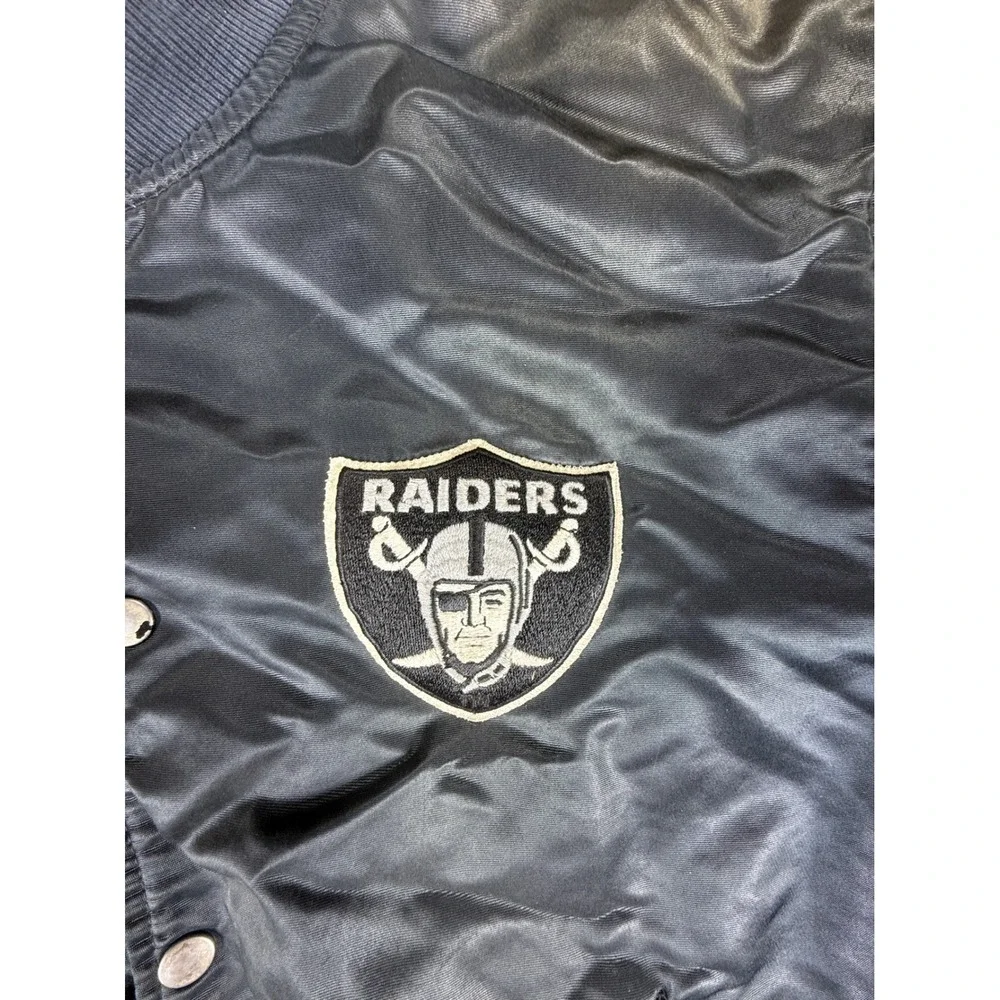 VTG 80s Oakland Raiders Starter NFL Pro Line Black Satin Bomber Jacket Large‎